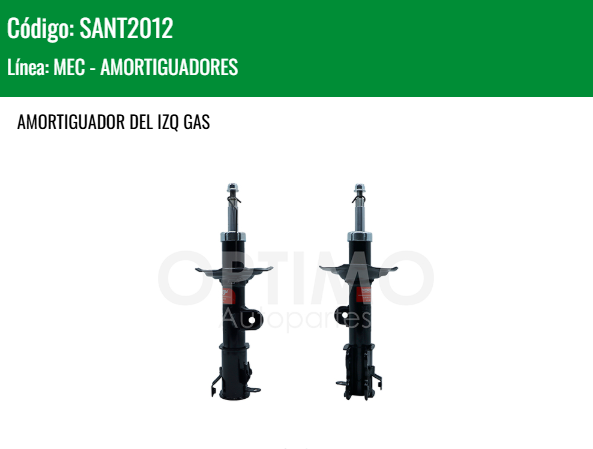 Imagen de SANT2012 AMORTIGUADOR DELANTERO IZQUIERDO GAS TOYOTA AVANZA 1.5L L4 12-21