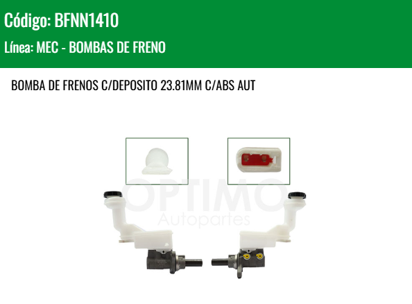 Imagen de BFNN1410 CILINDRO MAESTRO DE FRENOS NISSAN SENTRA B16 2.0L 2.5L 07-12 C/ABS AUT 23.81MM