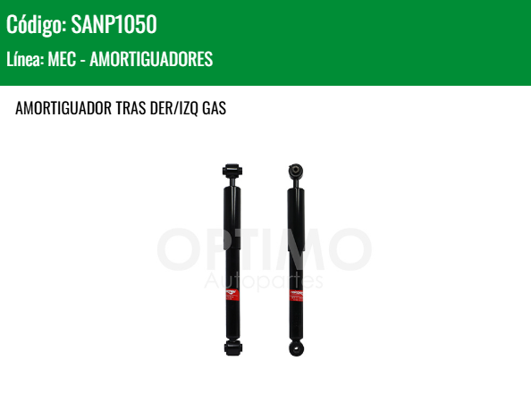 Imagen de SANP1050 AMORTIGUADOR TRASERO DER/IZQ GAS PEUGEOT PG 301 1.6L 13-22