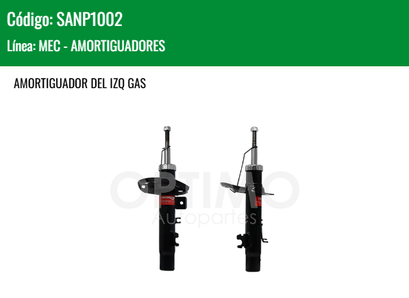 Imagen de SANP1002 AMORTIGUADOR DELANTERO IZQUIERDO GAS PEUGEOT PG 301 1.6L 13-22