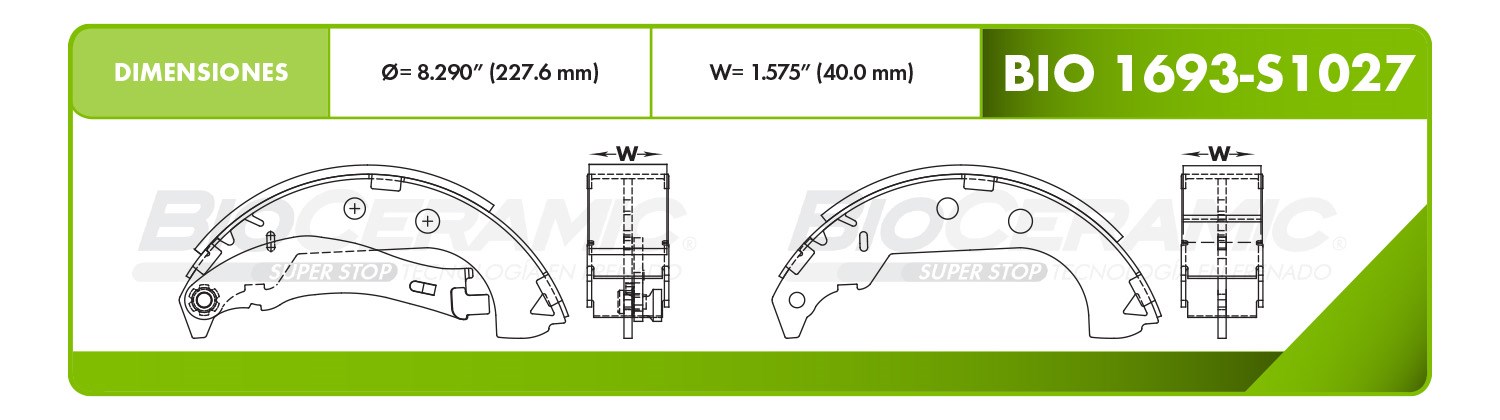Imagen de BIO1693-S1027 BALATA FRENO DE TAMBOR TRASERA RAM PROMASTER RAPID 17-20 RAM 700 15-19