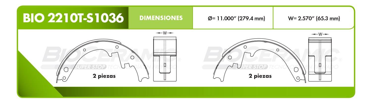 Imagen de BIO2210TS1036 BALATA FRENO DE TAMBOR TRASERA FORD RANGER ARGENTINA 06-12