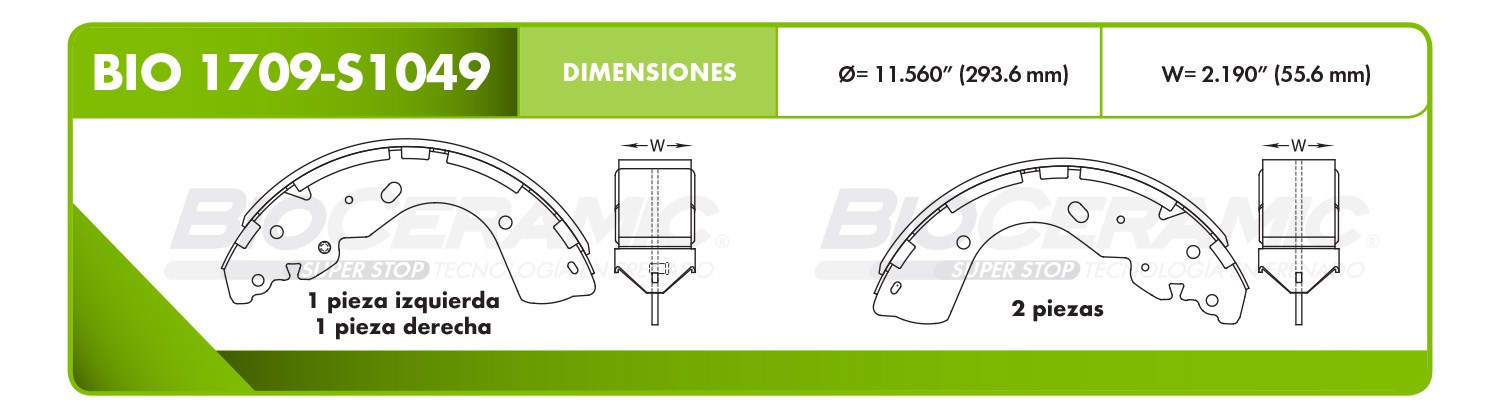 Imagen de BIO1709-S1049 BALATA FRENO DE TAMBOR TRASERA FORD RANGER 13-21
