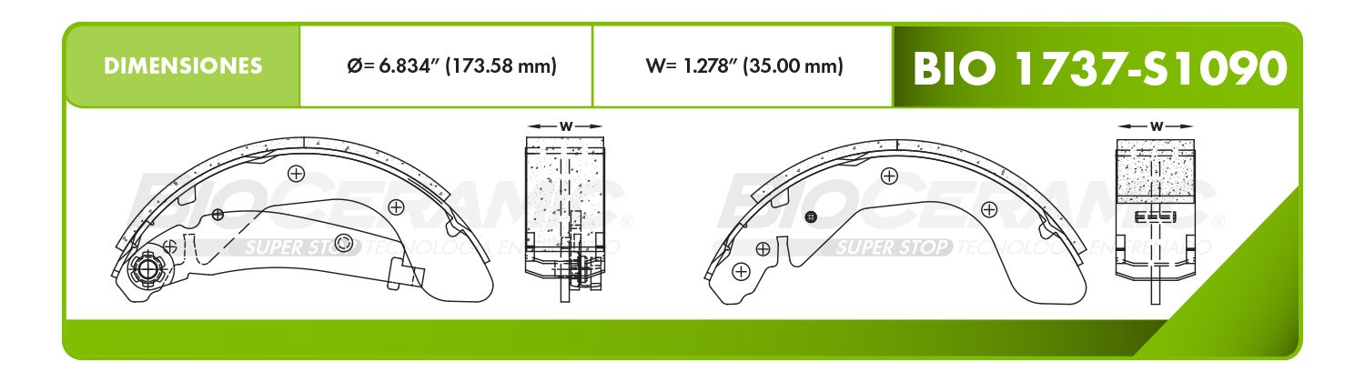 Imagen de BIO1737-S1090 BALATA FRENO DE TAMBOR TRASERA CHEVROLET AVEO 18-22
