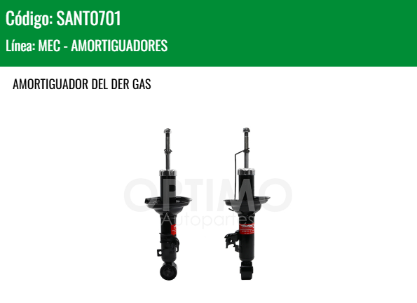 Imagen de SANT0701 AMORTIGUADOR DELANTERO DERECHO GAS TOYOTA HILUX 2WD 2.7L 2.8L 06-25