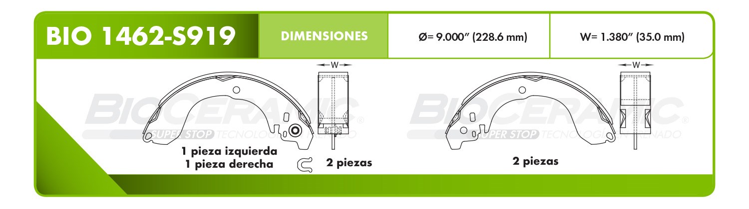 Imagen de BIO 1462-S919 BALATA FRENO DE TAMBOR TRASERA DODGE CALIBER 07-12 AVENGER 08-09 NISSAN SENTRA 07-12