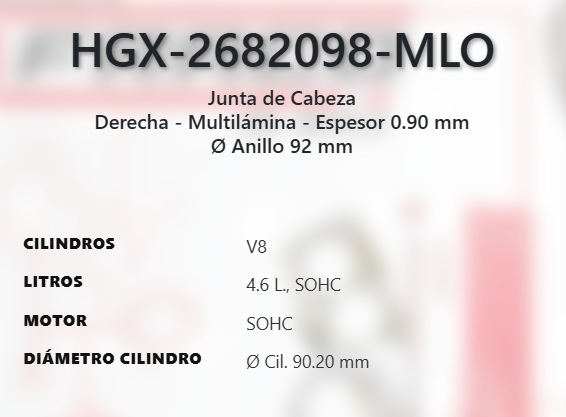 Imagen de HGX-2682098ML EMPAQUE DE CABEZA DERECHO LAMINADO FORD EXPEDITION 5.4L V8 SOHC 24V 05-14 F150 4.6L V8 SOHC 24V 09-10 F150 5.4L V8 SOHC 24V 04-10