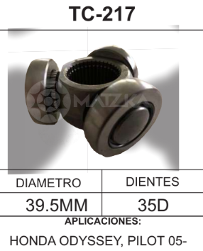Imagen de TC-217 TRIPOIDE HONDA PILOT/ODYSSEY 05- DIAM. TAZA 39.5MM 35D