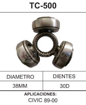 Imagen de TC-500 TRIPOIDE HONDA CIVIC 89-00 DIAM. TAZA 38MM 30D