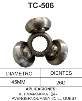 Imagen de TC-506 TRIPOIDE NISSAN ALTIMA/MAXIMA 04- MURANO,QUEST DODGE AVENGER/JOURNEY V6 DIAM. TAZA 45MM 26D