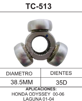 Imagen de TC-513 TRIPOIDE HONDA ODYSSEY 00-06 RENAULT LAGUNA 01-04 DIAM. TAZA 38.5MM 35D