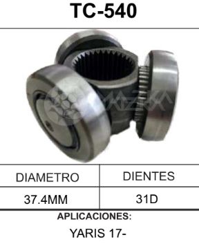 Imagen de TC-540 TRIPOIDE TOYOTA YARIS 17- DIAM. TAZA 37.4MM 31D