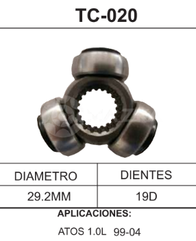 Imagen de TC-020 TRIPOIDE DODGE ATOS 99-04 DIAM. TAZA 29.2MM 19D