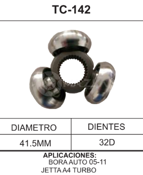 Imagen de TC-142 TRIPOIDE VOLKSWAGEN BORA AUT. 05-11 JETTA A4 TURBO DIAM. TAZA 41.5MM 32D