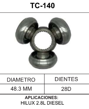 Imagen de TC-140 TRIPOIDE TOYOTA HILUX 2.8L DIESEL DIAM. TAZA 48.3MM 28D