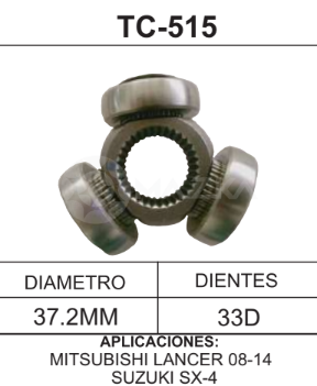 Imagen de TC-515 TRIPOIDE MITSUBISHI LANCER 08-14 SUZUKI SX-4 DIAM. TAZA 37.2MM 33D