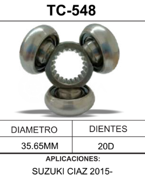 Imagen de TC-548 TRIPOIDE SUZUKI CIAZ 2015 DIAM. TAZA 35.65MM 20D