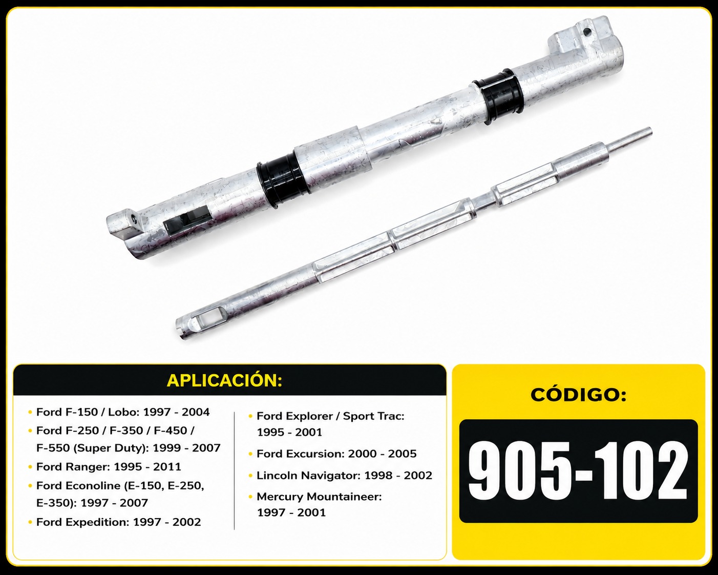 Imagen de 905-102D CONJUNTO DEL EMBOLO Y TUBO DE CAMBIO DE LA COLUMNA DE DIRECCION (FLAUTA) FORD F150 LOBO 97-04 RANGER 95-11