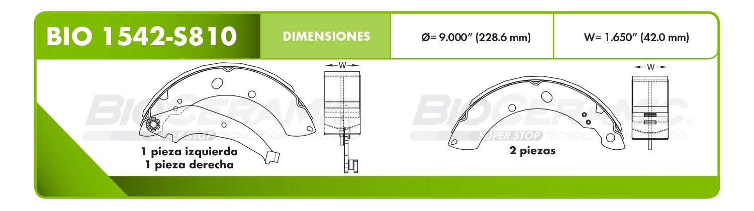 Imagen de BIO 1542-S810 BALATA FRENO DE TAMBOR TRASERA CHRYSLER PT CRUISER 04-09 VOLKSWAGEN VENTO 14-21