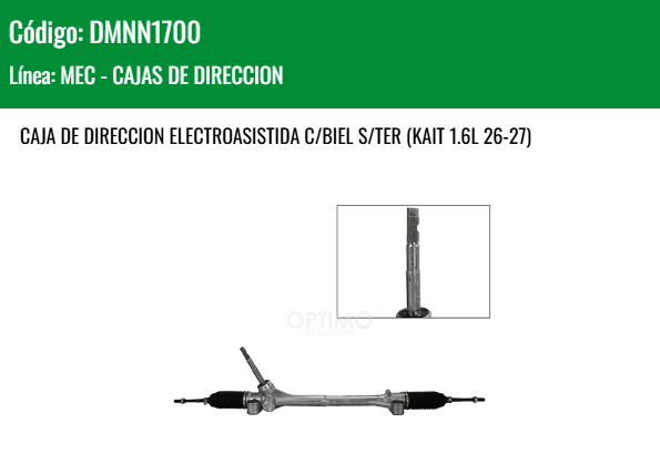 Imagen de DMNN1700 CREMALLERA ELECTROASISTIDA C/VIELETA S/TERMINAL NISSAN KICKS 1.6L 17-24 KAIT 1.6L 26-27