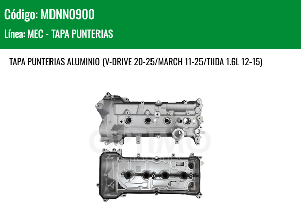 Imagen de MDNN0900 TAPA PUNTERIAS NISSAN VERSA 1.6L 12-19 V-DRIVE 20-25 MARCH 11-25 TIIDA 1.6L 12-15