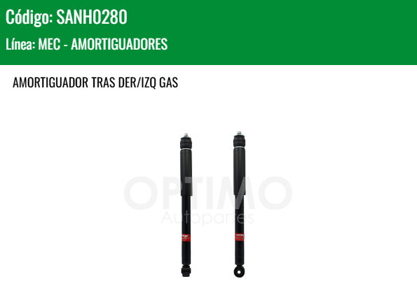 Imagen de SANH0280 AMORTIGUADOR TRASERO DER/IZQ GAS HONDA CIVIC 1.8L SEDAN 12-15