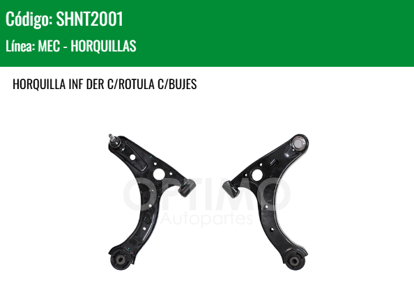 Imagen de SHNT2001 HORQUILLA INFERIOR DERECHA C/ROTULA C/BUJES TOYOTA AVANZA 1.5L 12-21